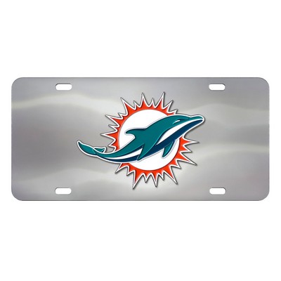 Fan Mats  LLC Miami Dolphins 3D Stainless Steel License Plate Chrome