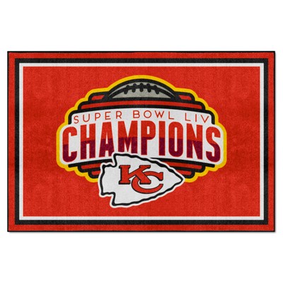 Fan Mats  LLC Kansas City Chiefs 5ft. x 8 ft. Plush Area Rug, 2020 Super Bowl LIV Champions Red