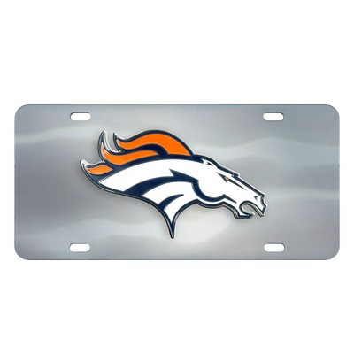 Fan Mats  LLC Denver Broncos 3D Stainless Steel License Plate Stainless Steel