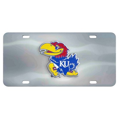 Fan Mats  LLC Kansas Jayhawks Diecast License Plate Stainless Steel