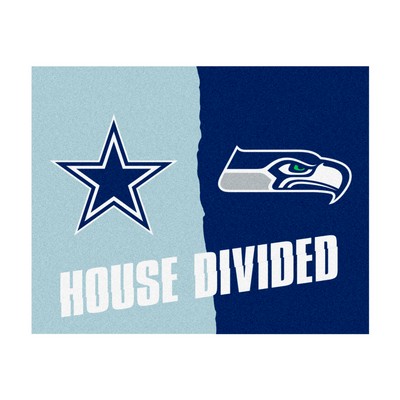 Fan Mats  LLC NFL House Divided - Cowboys / Seahawks House Divided Rug - 34 in. x 42.5 in. Multi