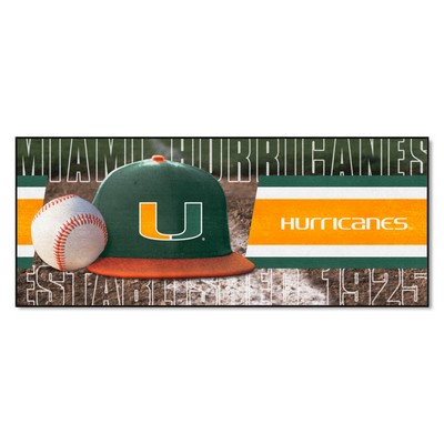 Fan Mats  LLC Miami Hurricanes Baseball Runner Rug - 30in. x 72in. White