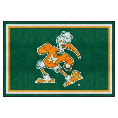 Fan Mats  LLC Miami Hurricanes 5x8 Rug White