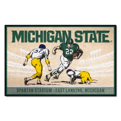 Fan Mats  LLC Michigan State Spartans Starter Mat Accent Rug - 19in. x 30in. Ticket Stub Starter Mat Tan