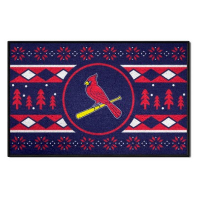 Fan Mats  LLC St. Louis Cardinals Holiday Sweater Starter Mat Accent Rug - 19in. x 30in. Navy