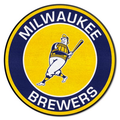 Fan Mats  LLC Milwaukee Brewers Roundel Rug - 27in. Diameter Yellow