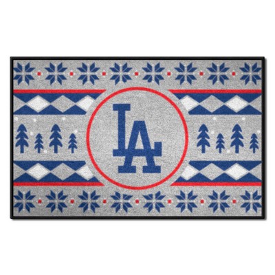 Fan Mats  LLC Los Angeles Dodgers Holiday Sweater Starter Mat Accent Rug - 19in. x 30in. Gray