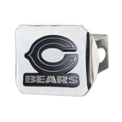 Fan Mats  LLC Chicago Bears Chrome Metal Hitch Cover with Chrome Metal 3D Emblem Chrome
