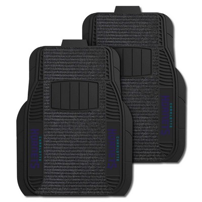 Fan Mats  LLC Charlotte Hornets 2 Piece Deluxe Car Mat Set Black