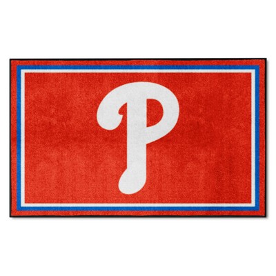 Fan Mats  LLC Philadelphia Phillies 4ft. x 6ft. Plush Area Rug Red