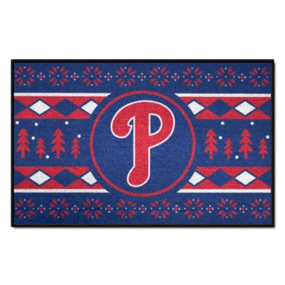 Fan Mats  LLC Philadelphia Phillies Starter Mat Holiday Sweater Blue