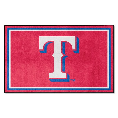 Fan Mats  LLC Texas Rangers 4ft. x 6ft. Plush Area Rug Red