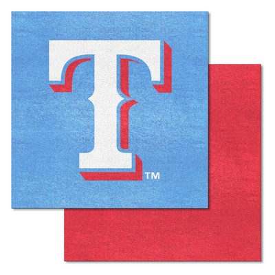 Fan Mats  LLC Texas Rangers Light Blue & Red Team Carpet Tiles - 45 Sq Ft. Blue