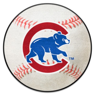 Fan Mats  LLC Chicago Cubs Baseball Rug - 27in. Diameter White