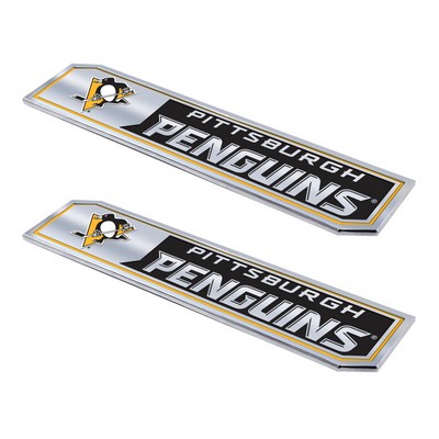 Fan Mats  LLC Pittsburgh Penguins 2 Piece Heavy Duty Aluminum Embossed Truck Emblem Set 