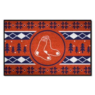 Fan Mats  LLC Boston Red Sox Holiday Sweater Starter Mat Accent Rug - 19in. x 30in. Red