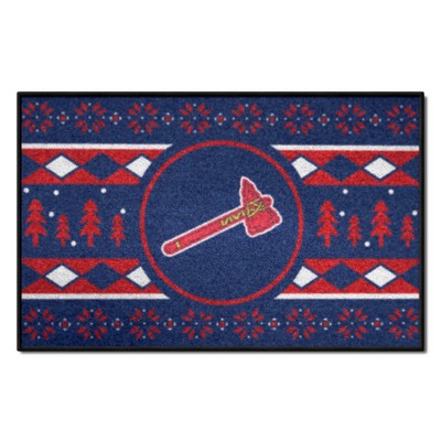 Fan Mats  LLC Atlanta Braves Starter Mat Holiday Sweater Navy