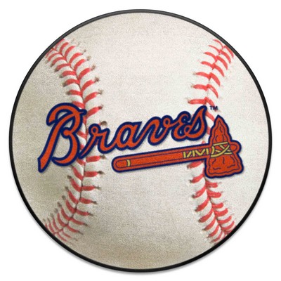 Fan Mats  LLC Atlanta Braves Baseball Mat White