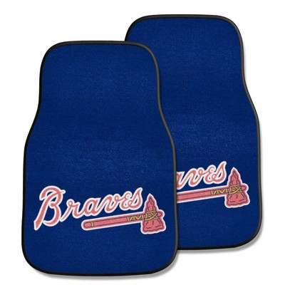 Fan Mats  LLC Atlanta Braves 2-pc Carpet Car Mat Set Navy