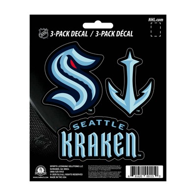Fan Mats  LLC Seattle Kraken 3 Piece Decal Sticker Set Blue