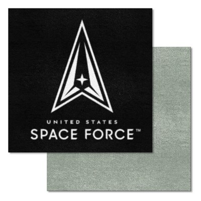 Fan Mats  LLC U.S. Space Force Team Carpet Tiles - 45 Sq Ft. Black