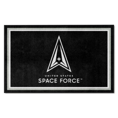 Fan Mats  LLC U.S. Space Force 4ft. x 6ft. Plush Area Rug Black