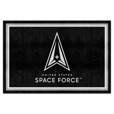 Fan Mats  LLC U.S. Space Force 5ft. x 8 ft. Plush Area Rug Black
