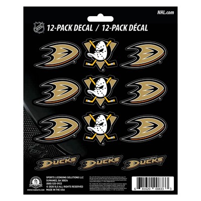 Fan Mats  LLC Anaheim Ducks 12 Count Mini Decal Sticker Pack Gold, Black