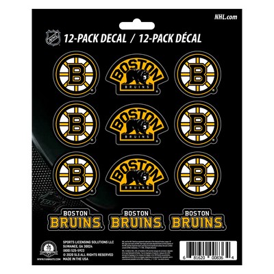 Fan Mats  LLC Boston Bruins 12 Count Mini Decal Sticker Pack Yellow, Black