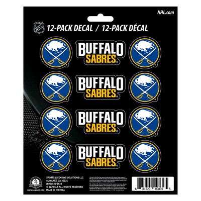Fan Mats  LLC Buffalo Sabres 12 Count Mini Decal Sticker Pack Blue, Black