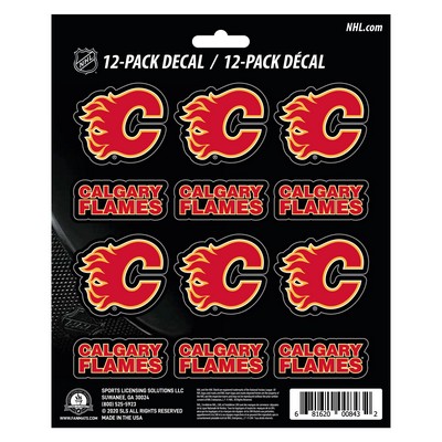 Fan Mats  LLC Calgary Flames 12 Count Mini Decal Sticker Pack Red, Black