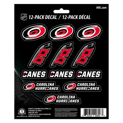 Fan Mats  LLC Carolina Hurricanes 12 Count Mini Decal Sticker Pack Red, Black