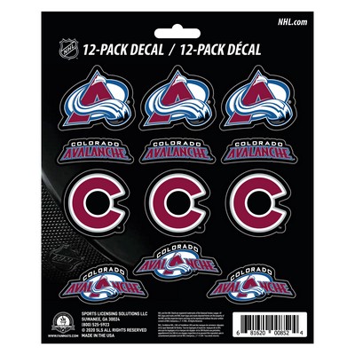 Fan Mats  LLC Colorado Avalanche 12 Count Mini Decal Sticker Pack Red, Black