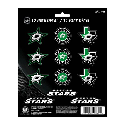 Fan Mats  LLC Dallas Stars 12 Count Mini Decal Sticker Pack Green, Black
