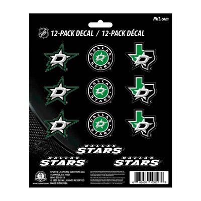 Fan Mats  LLC Dallas Stars Mini Decal 12-pk Green, Black