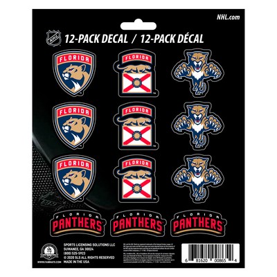 Fan Mats  LLC Florida Panthers 12 Count Mini Decal Sticker Pack Red, Black