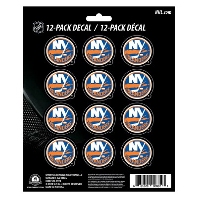 Fan Mats  LLC New York Islanders 12 Count Mini Decal Sticker Pack Orange, Black