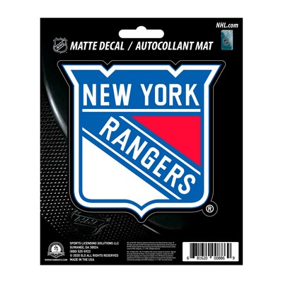 Fan Mats  LLC New York Rangers Matte Decal Blue