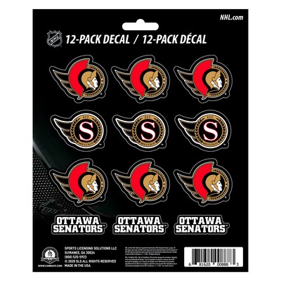 Fan Mats  LLC Ottawa Senators 12 Count Mini Decal Sticker Pack Red, Black