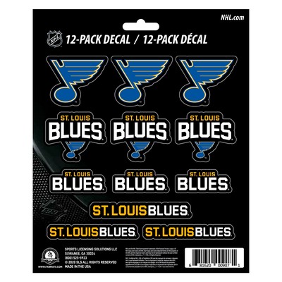 Fan Mats  LLC St. Louis Blues 12 Count Mini Decal Sticker Pack Blue, Black
