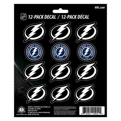 Fan Mats  LLC Tampa Bay Lightning 12 Count Mini Decal Sticker Pack White, Black