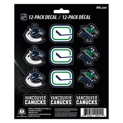 Fan Mats  LLC Vancouver Canucks 12 Count Mini Decal Sticker Pack White, Black