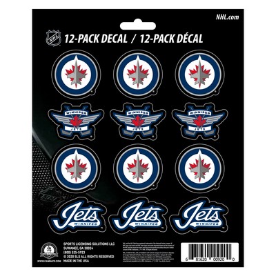 Fan Mats  LLC Winnipeg Jets 12 Count Mini Decal Sticker Pack Blue, Black