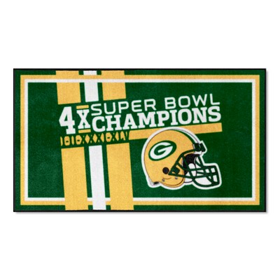 Fan Mats  LLC Green Bay Packers Dynasty 3ft. x 5ft. Plush Area Rug Green