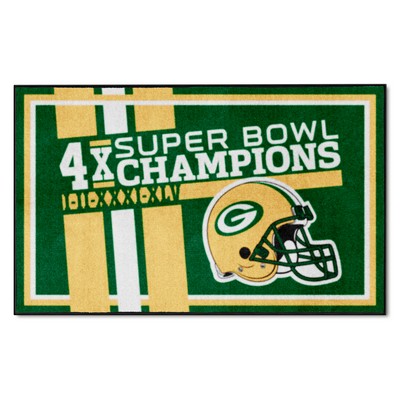Fan Mats  LLC Green Bay Packers Dynasty 4ft. x 6ft. Plush Area Rug Green