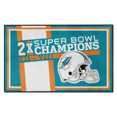 Fan Mats  LLC Miami Dolphins Dynasty 4ft. x 6ft. Plush Area Rug Turquoise