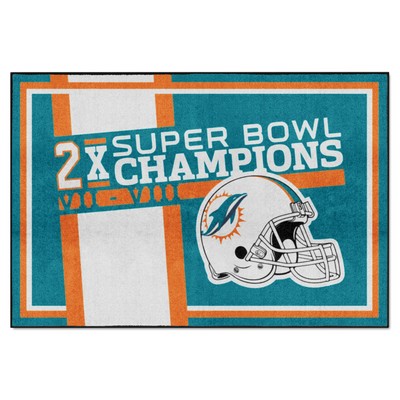 Fan Mats  LLC Miami Dolphins Dynasty 5ft. x 8ft. Plush Area Rug Turquoise