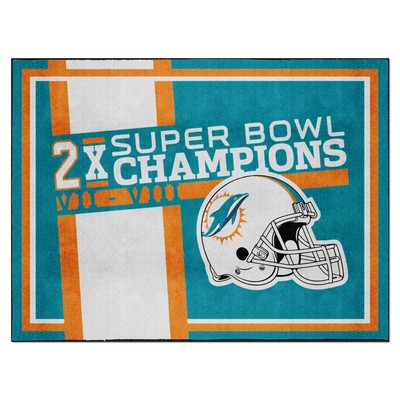 Fan Mats  LLC Miami Dolphins Dynasty 8ft. x 10ft. Plush Area Rug Turquoise