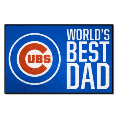 Fan Mats  LLC Chicago Cubs Starter Mat Accent Rug - 19in. x 30in. Worlds Best Dad Starter Mat Blue