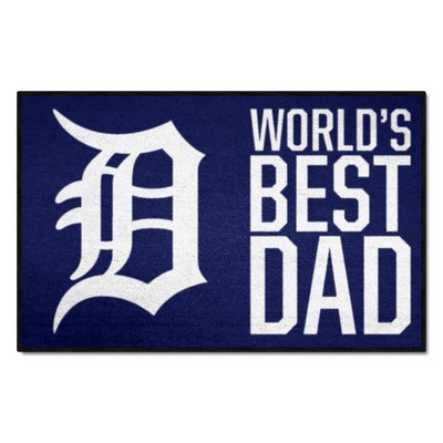 Fan Mats  LLC Detroit Tigers Starter Mat Accent Rug - 19in. x 30in. Worlds Best Dad Starter Mat Navy
